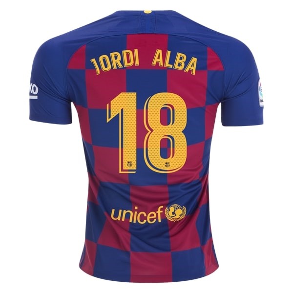 Camiseta Barcelona NO.18 Jordi Alba 1ª Kit 2019 2020 Azul Rojo